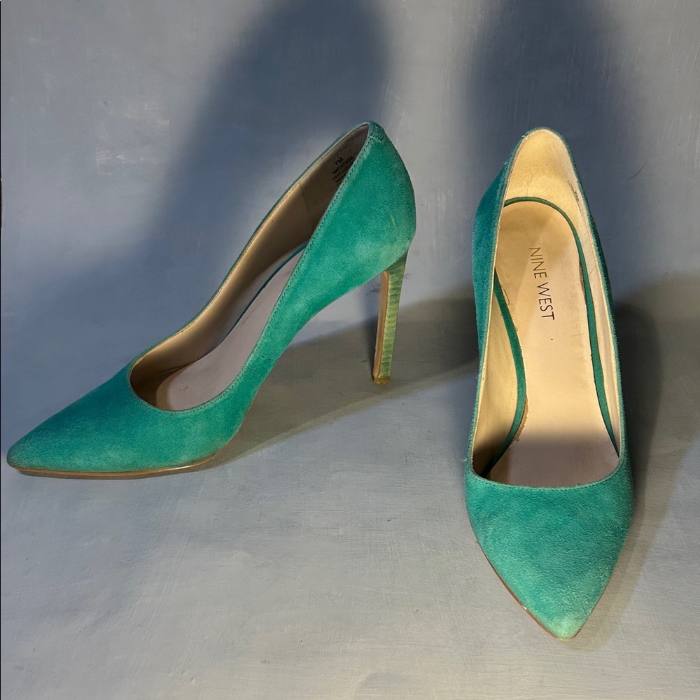 Nine West Teal Heels
